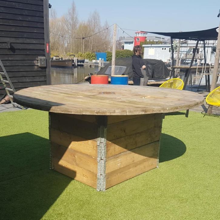 Schijven van houten haspel / flens 260cm, Doe-het-zelf en Verbouw, Hout en Planken, Gebruikt, Overige typen, Vuren, 250 tot 300 cm