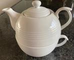 Tea for one setje wit, 1x gebruikt., Huis en Inrichting, Keuken | Servies, Ophalen of Verzenden, Zo goed als nieuw, Effen, Kop(pen) en/of Schotel(s)