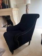 Zwarte fluwelen fauteuil - i.z.g.s., Huis en Inrichting, Ophalen, Zo goed als nieuw, Stof, 75 tot 100 cm