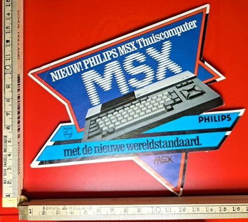 Vintage sticker MSX Philips thuiscomputer met de nieuwe, Verzamelen, Stickers, Zo goed als nieuw, Ophalen of Verzenden