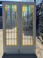 3 Sets antieke glas in lood deuren openslaand 211x135cm., Antiek en Kunst, Ophalen