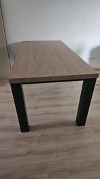 Houtkleurige eettafel met zwarte metalen poten - 190x90 cm, Ophalen, Gebruikt, 50 tot 100 cm, 150 tot 200 cm