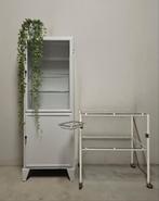 Vintage stalen dokterskast apothekerskast trolley set retro, Ophalen of Verzenden