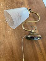 Bijzondere oude wandlamp, van koper en glas, nu slechts 50,-, Antiek en Kunst, Ophalen