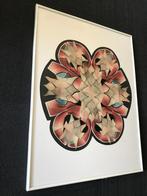 kunstwerk 3D techniek fantasie kroon bloemen 61x81cm, Antiek en Kunst, Kunst | Overige Kunst, Ophalen
