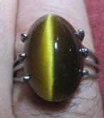 Design tijgeroog zilver ring groot edelsteen zeldzaam, Sieraden, Tassen en Uiterlijk, Ringen, Ophalen, Zo goed als nieuw, 17 tot 18