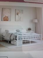 Bed wit metaal 160x200 cm, Nieuw, 160 cm, Modern, Metaal