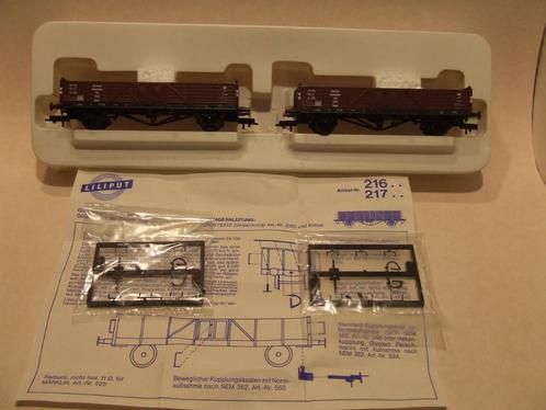 LILIPUT 216 02 DRG set met 2 middelhoge bakwagens type Linz,, Hobby en Vrije tijd, Modeltreinen | H0, Nieuw, Wagon, Gelijkstroom of Wisselstroom