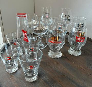 Assorti bierglazen Duvel Martini Zundert Karmeliet beschikbaar voor biedingen