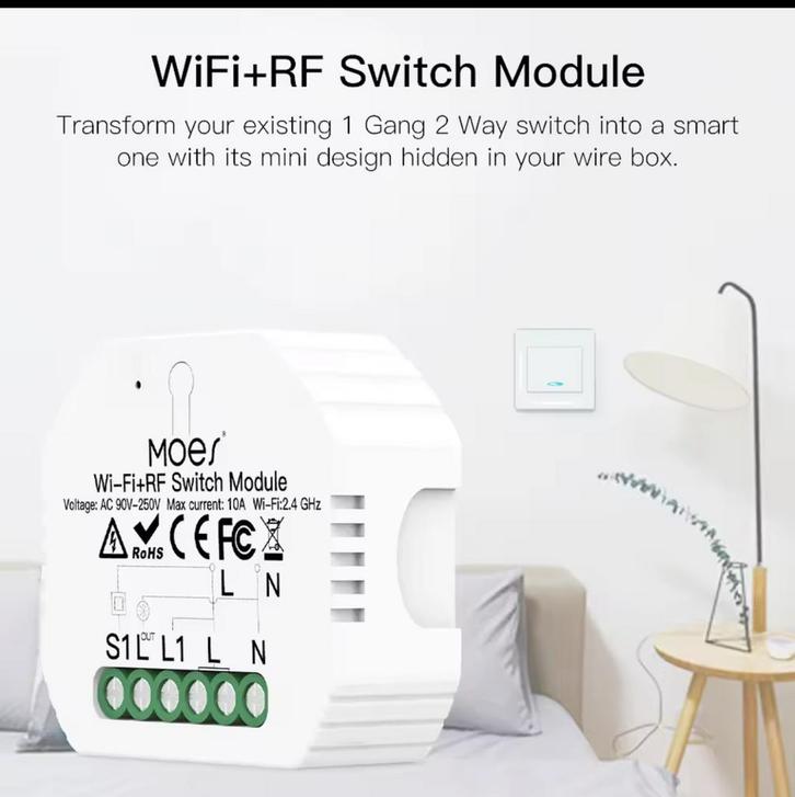 Moes Smart WiFi+RF Schakelmodule zigbee 3 stuks, Doe-het-zelf en Verbouw, Elektra en Kabels, Nieuw, Schakelaar, Ophalen of Verzenden