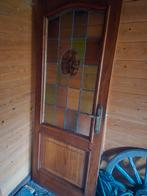 Northgo massief eiken houten deur met glas in lood!, Ophalen, Gebruikt, Binnendeur, Glas