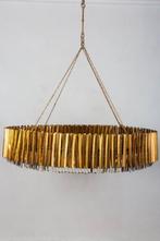 Luxe Gouden Kroonluchter met Glas | Moderne Hanglamp Chique, Nieuw, Ophalen of Verzenden, Hotel chique, Info@laurierdesign.nl