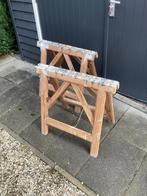 2 houten schragen, Ophalen, Gebruikt, 70 tot 120 cm, Inklapbaar
