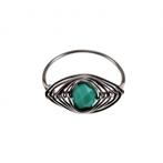 Ring RVS Zilverkleur esde2 Visgraat Groene Kristallen Dames, Sieraden, Tassen en Uiterlijk, Ringen, Met kristal, 18 tot 19, Birgitta-Gracht 33, 6465 EL Kerkrade, Nederland