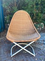 Retro kuipstoel rotan fauteuil buisstoel buisframe stoel, Ophalen, Gebruikt, 75 tot 100 cm