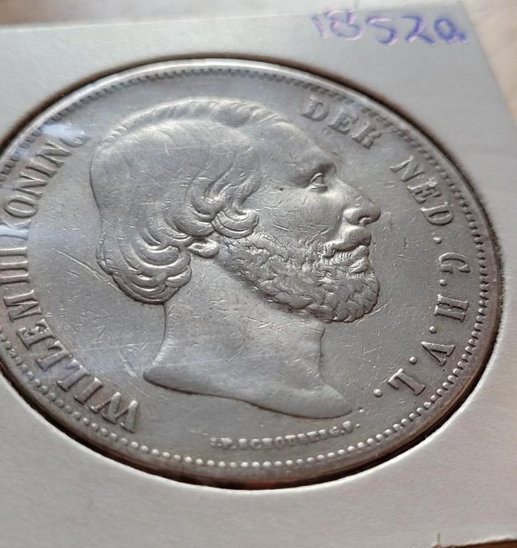 2.5 gulden 1852, Postzegels en Munten, Munten | Nederland, Losse munt, 2½ gulden, Koning Willem III, Zilver, Ophalen of Verzenden