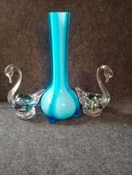 Murano zwanen en blauw glaazen vaasje, Antiek en Kunst, Antiek | Glas en Kristal, Ophalen of Verzenden