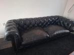 Leren Chesterfield Bank - zwart (bxdxh 244 x 95 x 76), Ophalen, Gebruikt, Overige maten, Chesterfield