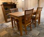Robuuste eettafel met stoelen., Ophalen, Rustiek, Teakhout, 50 tot 100 cm