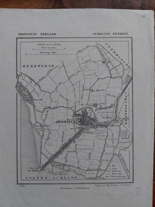 49 / Zierikzee Kerkwerve Oosterschelde Litho 1866 J. Kuyper, Antiek en Kunst, Kunst | Litho's en Zeefdrukken, Ophalen of Verzenden