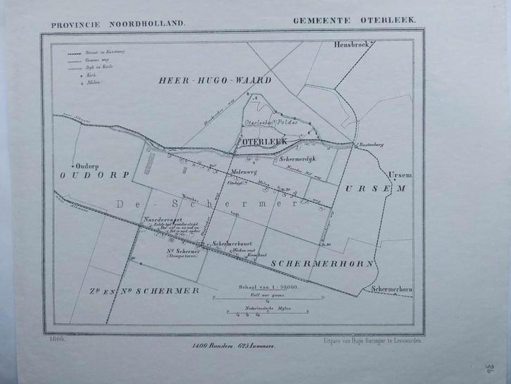 36 / Oterleek Hensbroek Schermerhorn Oudorp Ursem J. Kuyper, Antiek en Kunst, Kunst | Litho's en Zeefdrukken, Ophalen of Verzenden