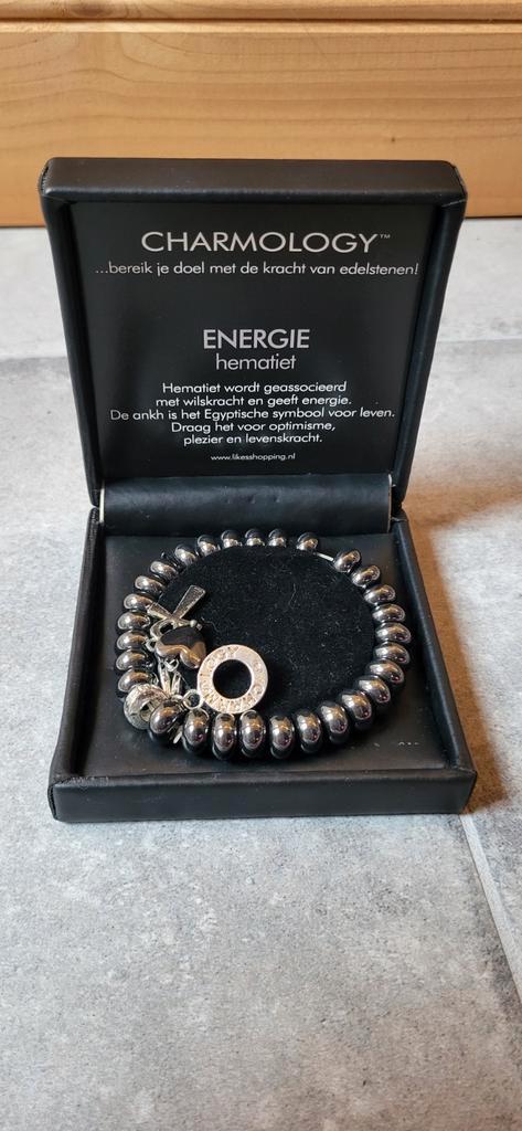 Charmology Hematiet Armband met Bedels, Sieraden, Tassen en Uiterlijk, Armbanden, Nieuw, Overige materialen, Grijs, Met bedels of kralen