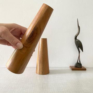  2 Deens Design KANDELAREN conisch model hout retro teak  beschikbaar voor biedingen