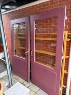 Oude deuren met voorzetramen - 2 stuks, Gebruikt, 80 tot 100 cm, Ophalen of Verzenden, 200 tot 215 cm