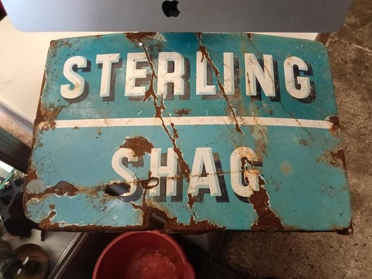 Vintage Sterling Shag Emaille Reclamebord, Antiek en Kunst, Antiek | Emaille, Ophalen of Verzenden
