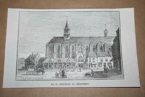 Antieke gravure - Sint-Joriskerk te Amersfoort - 1841 !!, Antiek en Kunst, Kunst | Etsen en Gravures, Ophalen of Verzenden