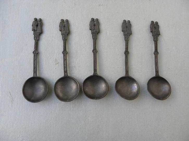 5 tinnen bruidslepels, Antiek en Kunst, Antiek | Tin, Ophalen of Verzenden