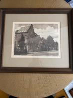 Prent Karel Kok gemeentehuis Lisse ets genummerd tekening, Ophalen