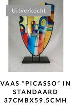 Te koop gevraagd:Vaas met uniek motief “picasso”, Ophalen, Gebruikt, Overige kleuren, Glas