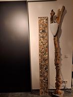 Unieke Houten Vloerlamp, Glas, Ophalen of Verzenden, 150 tot 200 cm, Gebruikt