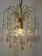 Murano roze teardrop hanglamp vintage kristal pegels goud, Huis en Inrichting, Ophalen of Verzenden, Zo goed als nieuw