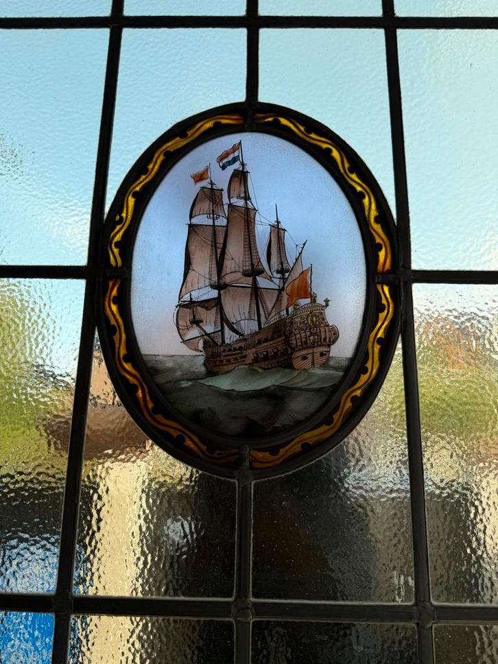 Glas-in-lood raam, Antiek en Kunst, Antiek | Glas en Kristal, Ophalen of Verzenden