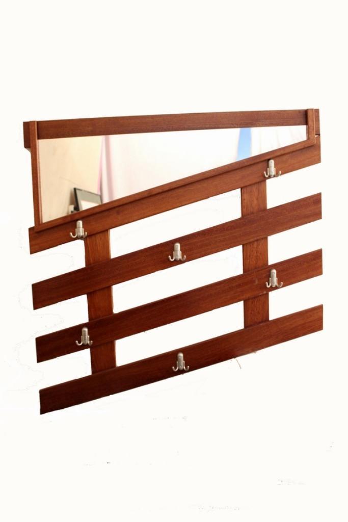 Jaren 70 teakhouten wand / hal kapstok - mid century design, Huis en Inrichting, Woonaccessoires | Kapstokken, Gebruikt, Wandkapstok