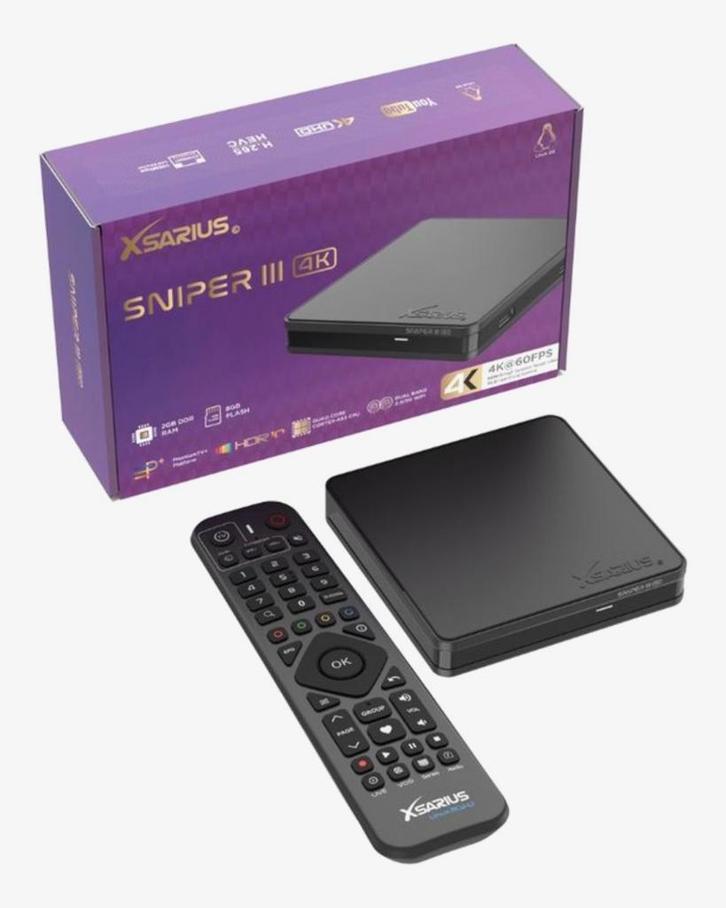 Xsarius Sniper III 4K Linux TV Box, Audio, Tv en Foto, Decoders en Harddiskrecorders, Nieuw, Decoder, Ophalen of Verzenden