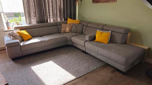 Complete grijs stoffen hoekbank, Huis en Inrichting, Banken | Complete zithoeken, Gebruikt, Ophalen
