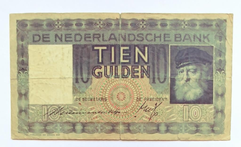Bankbiljet 10 gulden 1938 Grijsaard,, cat. PL36.b1 / 40-1b, Verzenden, 10 gulden, Los biljet