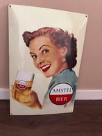 Amstel bord emaille  amstel vrouw, Ophalen, Zo goed als nieuw, Reclamebord