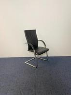 6 x Vergaderstoel Ahrend 350, zwart leer, chrome slede, Huis en Inrichting, Ophalen, Gebruikt, Zwart, Leer