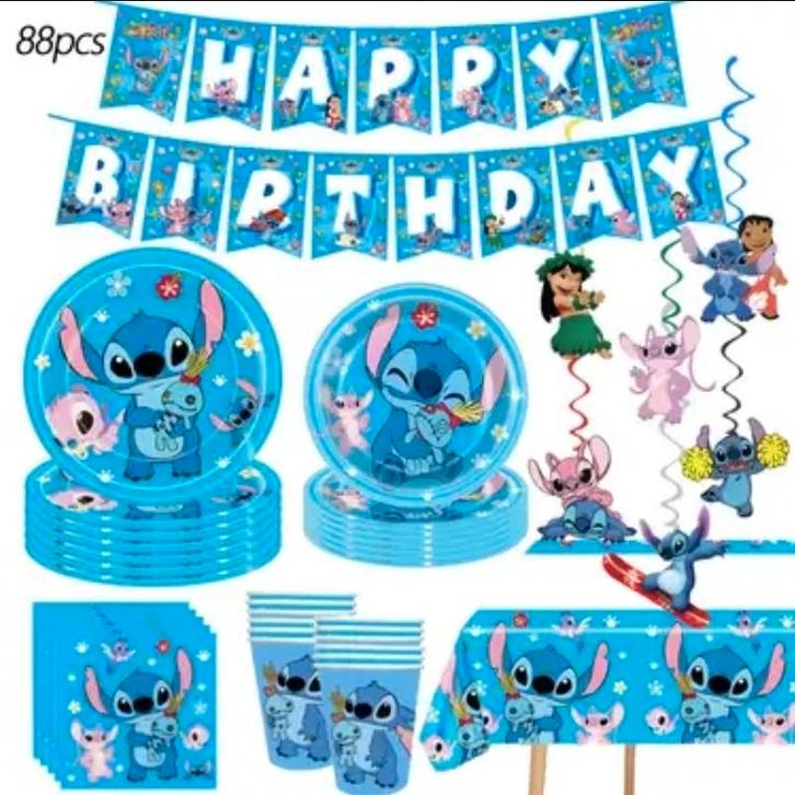 Lilo & Stich 88 stuks set voor een feestje, Hobby en Vrije tijd, Feestartikelen, Nieuw, Ophalen of Verzenden