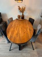 Ovale eettafel met zwarte spinpoot, Huis en Inrichting, Ophalen, 100 tot 150 cm, Teakhout, 200 cm of meer