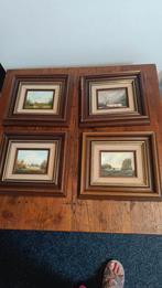 4x Schilderijen met Lijst van 4 jaargetijden Antiek, Ophalen, Gebruikt, Hout, Minder dan 50 cm