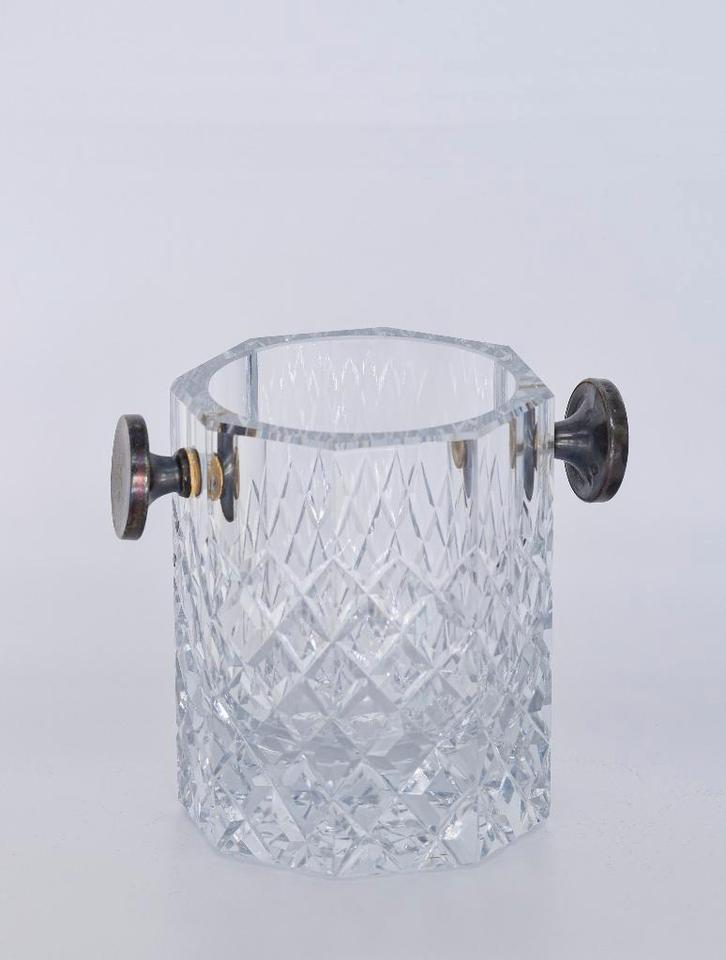 Vintage verzilverde champagne ijsemmer van geslepen kristal., Antiek en Kunst, Antiek | Glas en Kristal, Ophalen of Verzenden