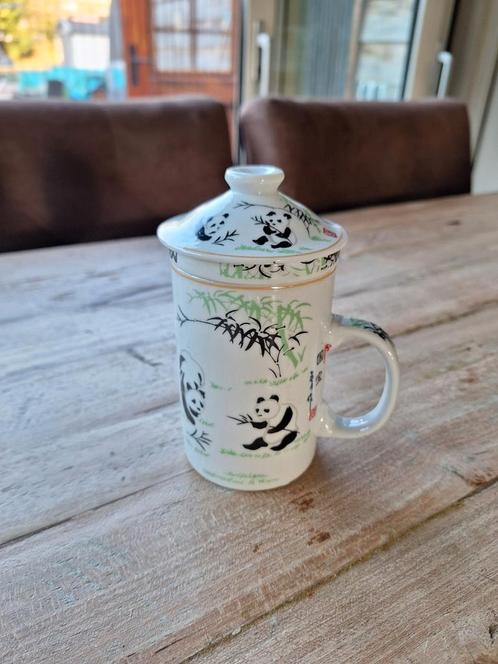 Chineze theemok panda met zeef en deksel, Huis en Inrichting, Keuken | Servies, Zo goed als nieuw, Overige typen, Overige stijlen