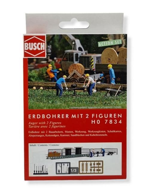 Busch H0 7834 - Set bouwvakkers + toebehoren in ovp, Hobby en Vrije tijd, Modeltreinen | H0, Nieuw, Overige typen, Gelijkstroom of Wisselstroom