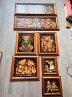 Set Vintage Berenschilderijen met Grenen Lijsten, Ophalen