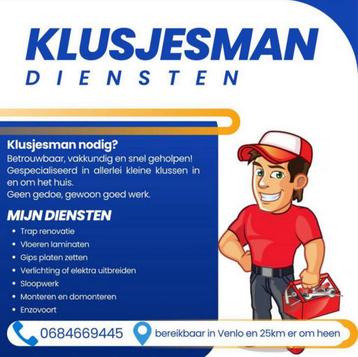 Betrouwbare klusjesman voor huiswerk, montage & reparaties beschikbaar voor biedingen
